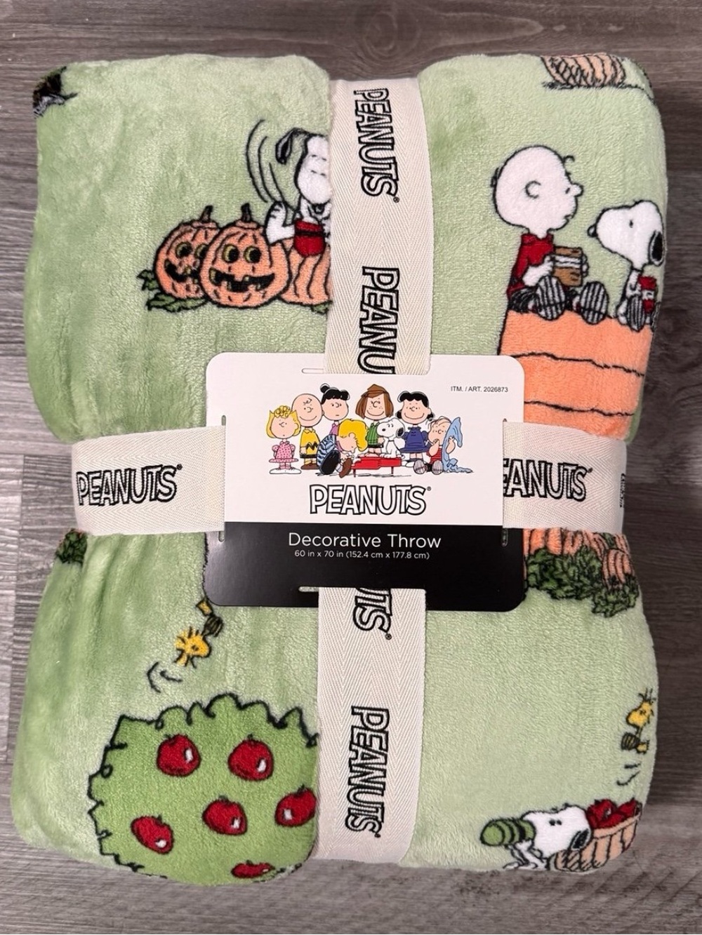 Peanuts Snoopy Fall Halloween Throw Blanket Green 60” x 70” - New